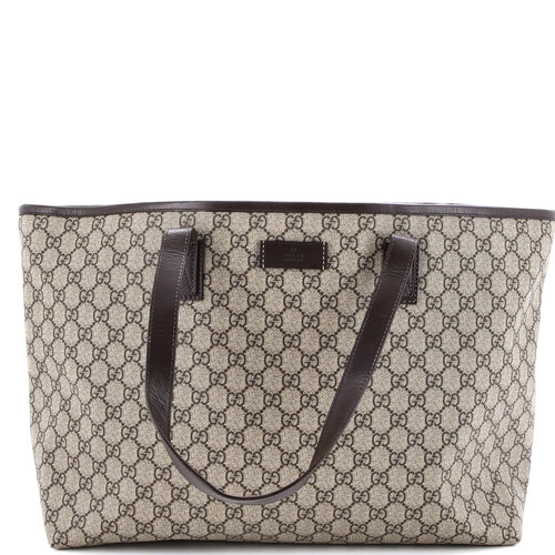 GUCCI Plus Tote GG Coated Canvas with Leather Large