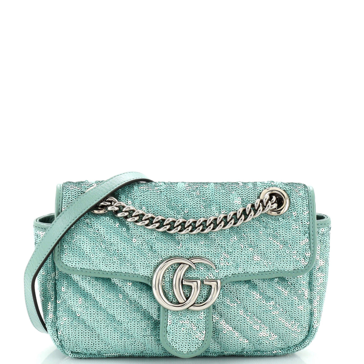 Gucci GUCCI GG Marmont Flap Bag Diagonal Quilted Sequins Mini