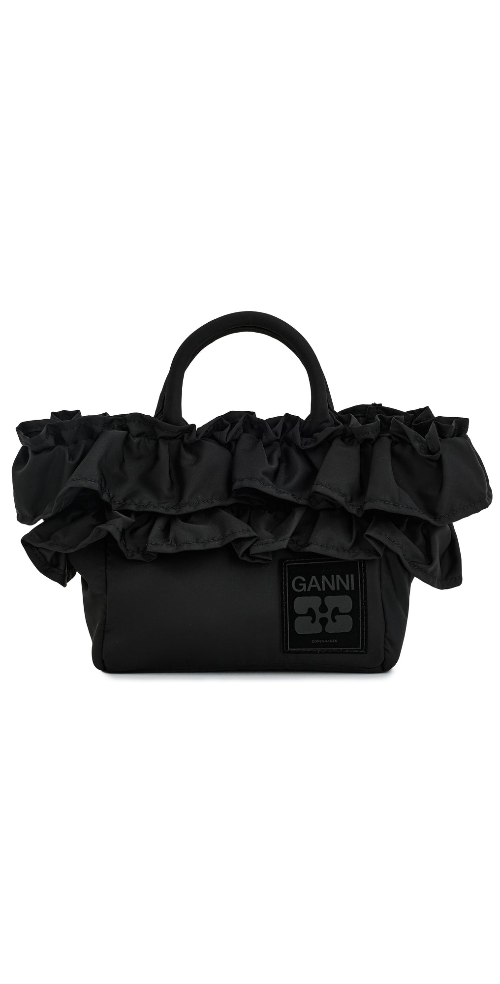 Ganni Mini Shopper Ruffle Bag Black One Size