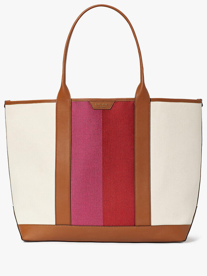 Kate Spade Au Racing Stripe Canvas Large Tote