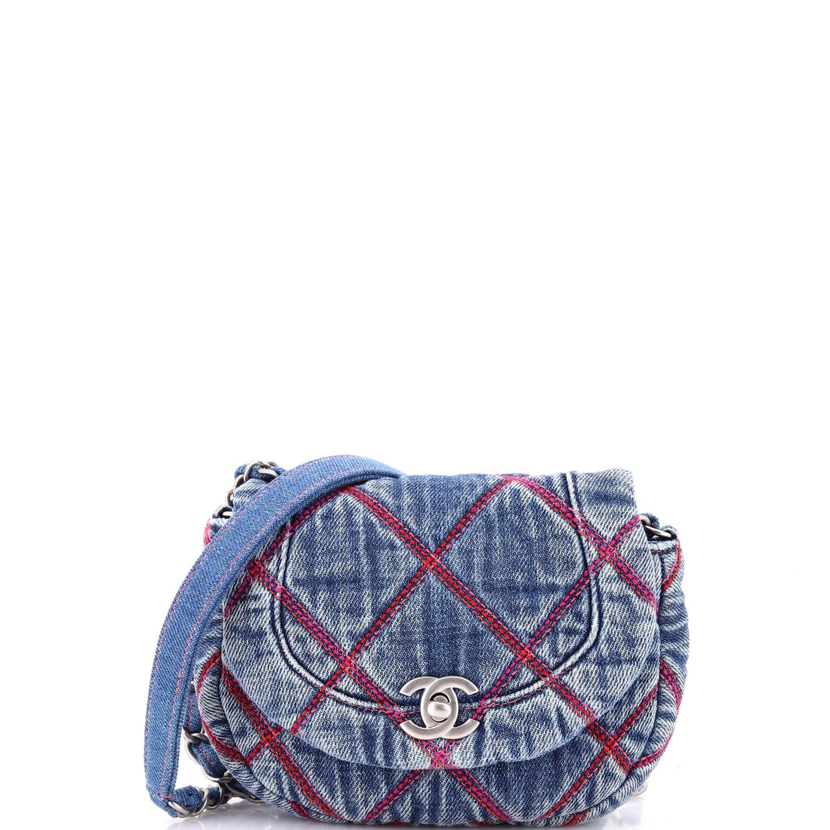 Chanel CHANEL Coco Beach Messenger Bag Quilted Denim Mini