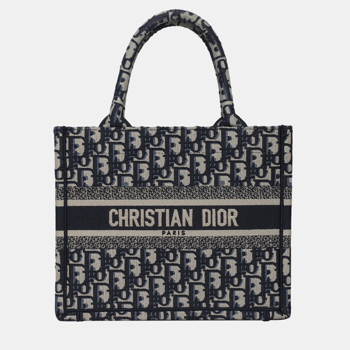 Dior Blue/Cream Oblique Canvas Small Book Tote Bag