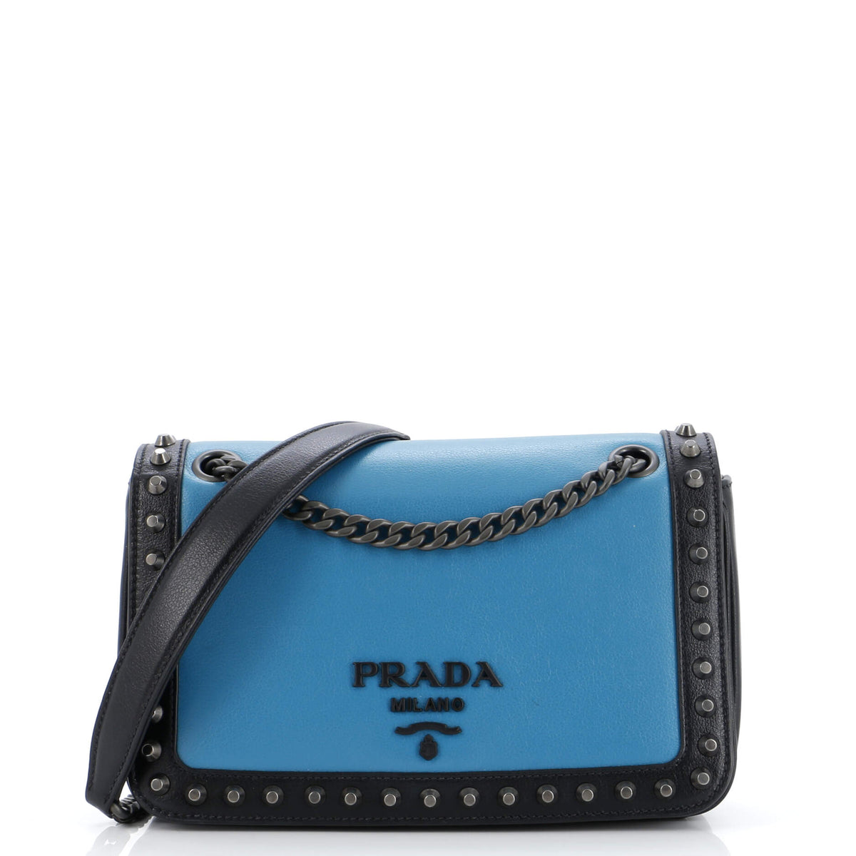 Prada PRADA Chain Flap Bag Studded Glace Calf Small