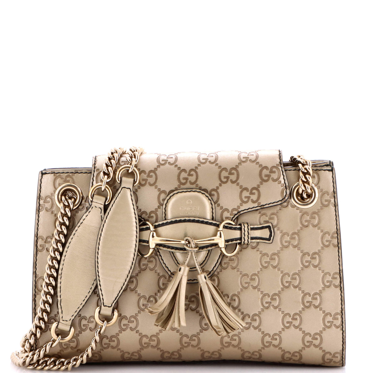 Gucci GUCCI Emily Chain Flap Shoulder Bag Guccissima Leather Small