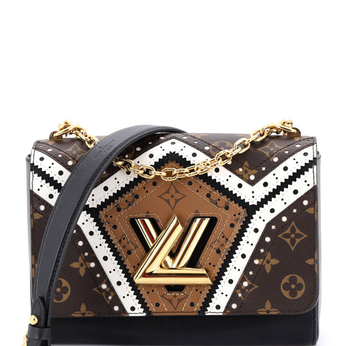 Twist Handbag Limited Edition Brogue Reverse Monogram Canvas and Leather MM