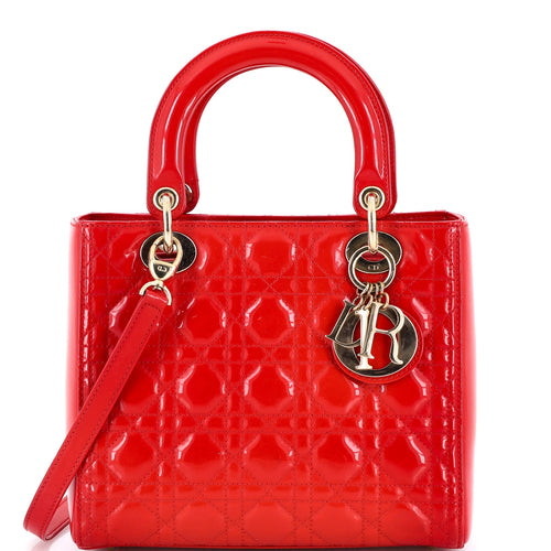 Lady Dior Bag Cannage Quilt Patent Medium