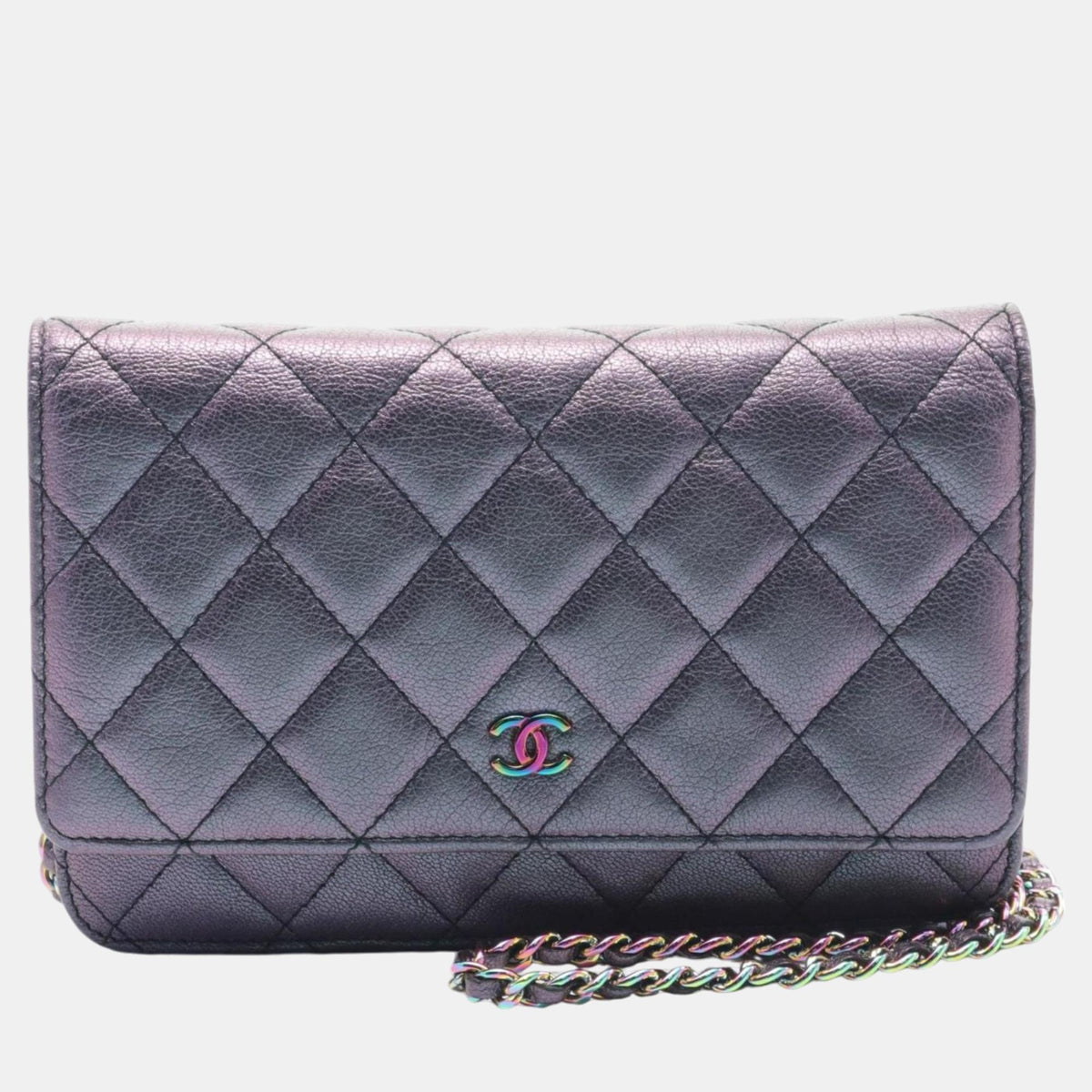 Chanel Purple Leather Matelasse Shoulder Bag