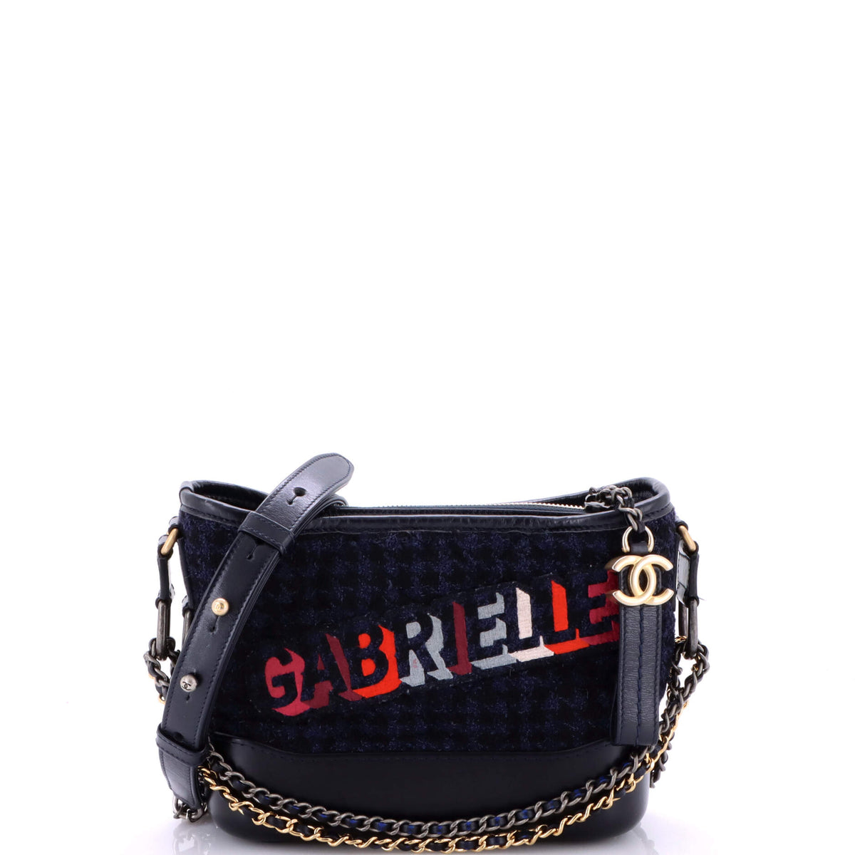 Chanel CHANEL Gabrielle Logo Hobo Tweed and Calfskin Small