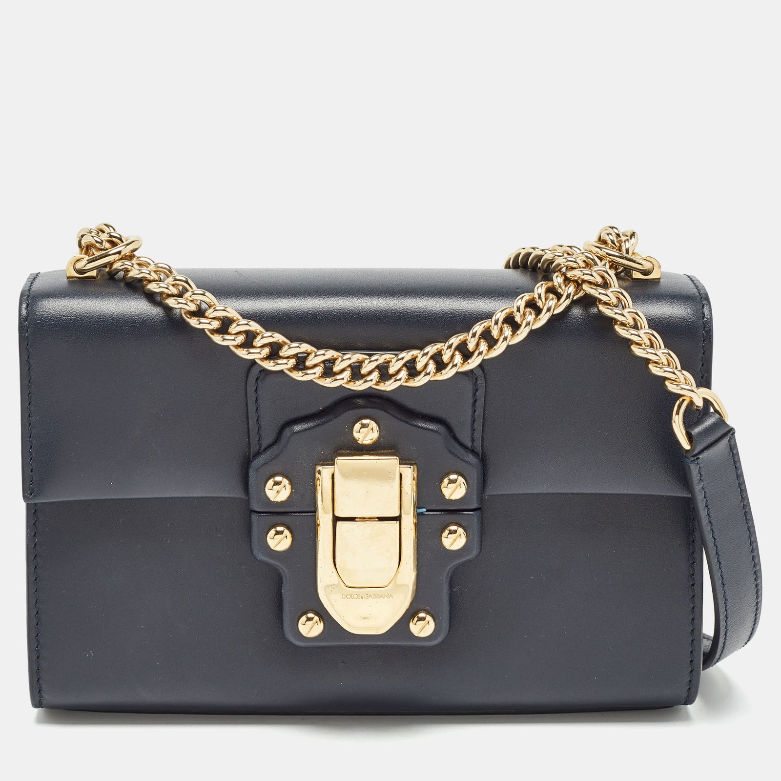 Dolce & Gabbana Sac bandoulière Lucia en cuir bleu marine