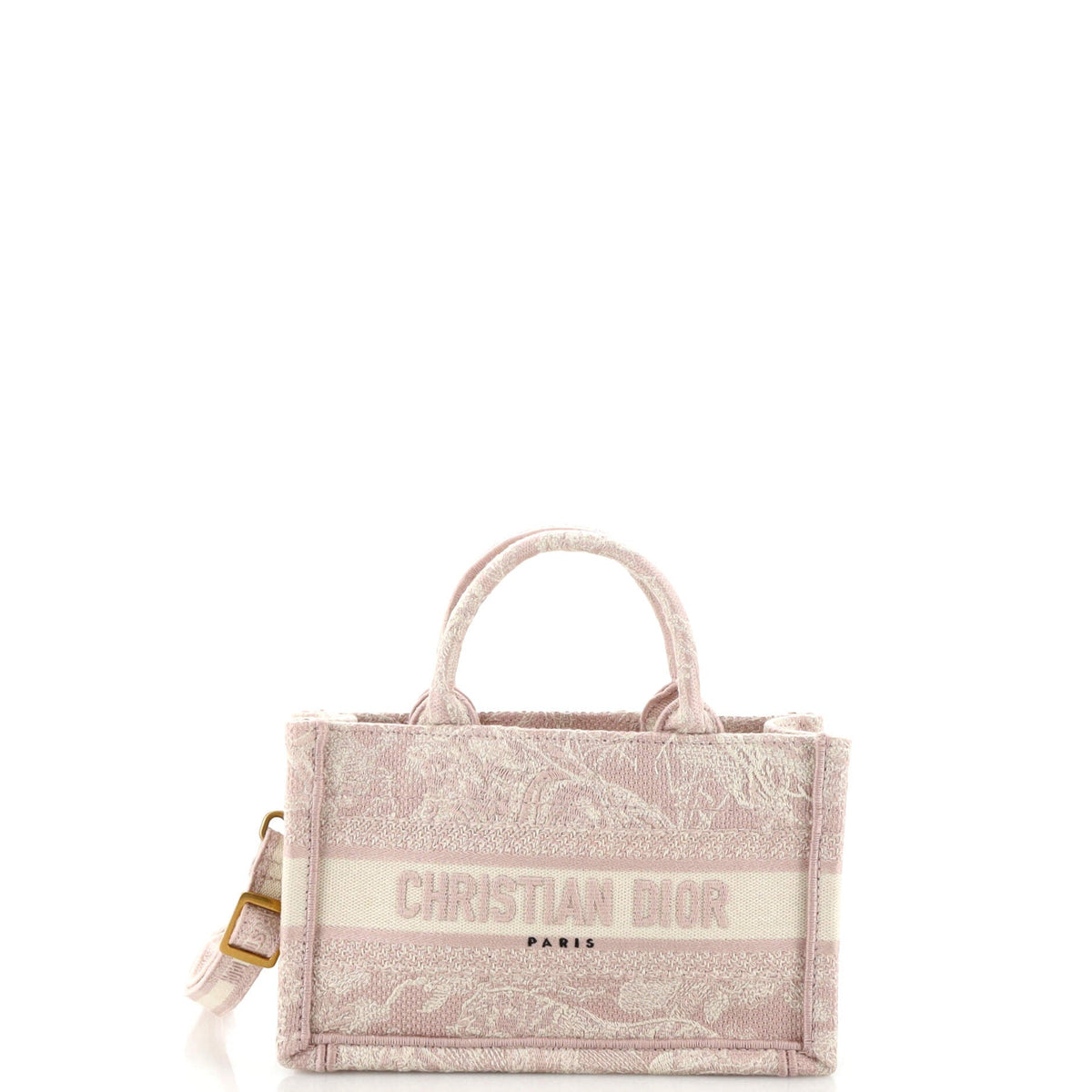 Christian Dior Book Tote with Strap Embroidered Canvas Mini