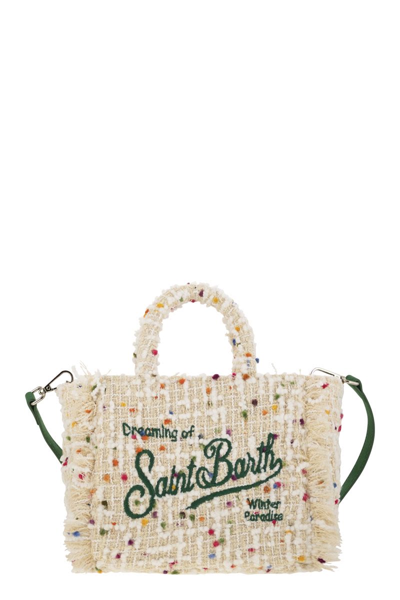 Mc2 Saint Barth Mini Vanity Bag With Bangs And Embroidered Logo in Light Beige | VAMI005