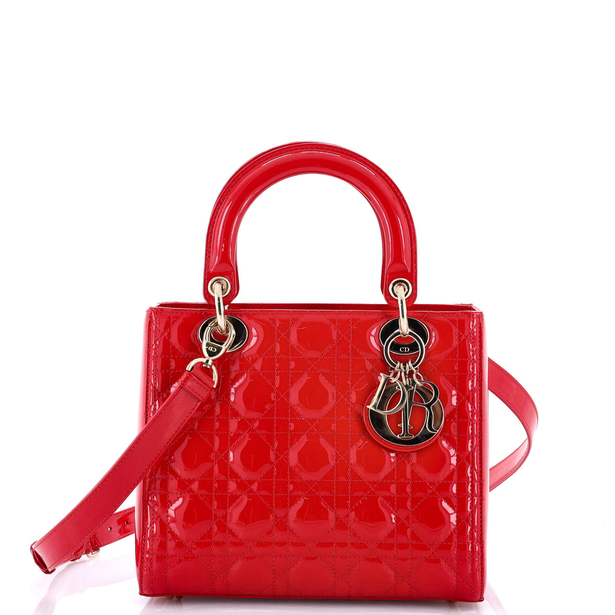Christian Dior Lady Dior Bag Cannage Quilt Patent Medium