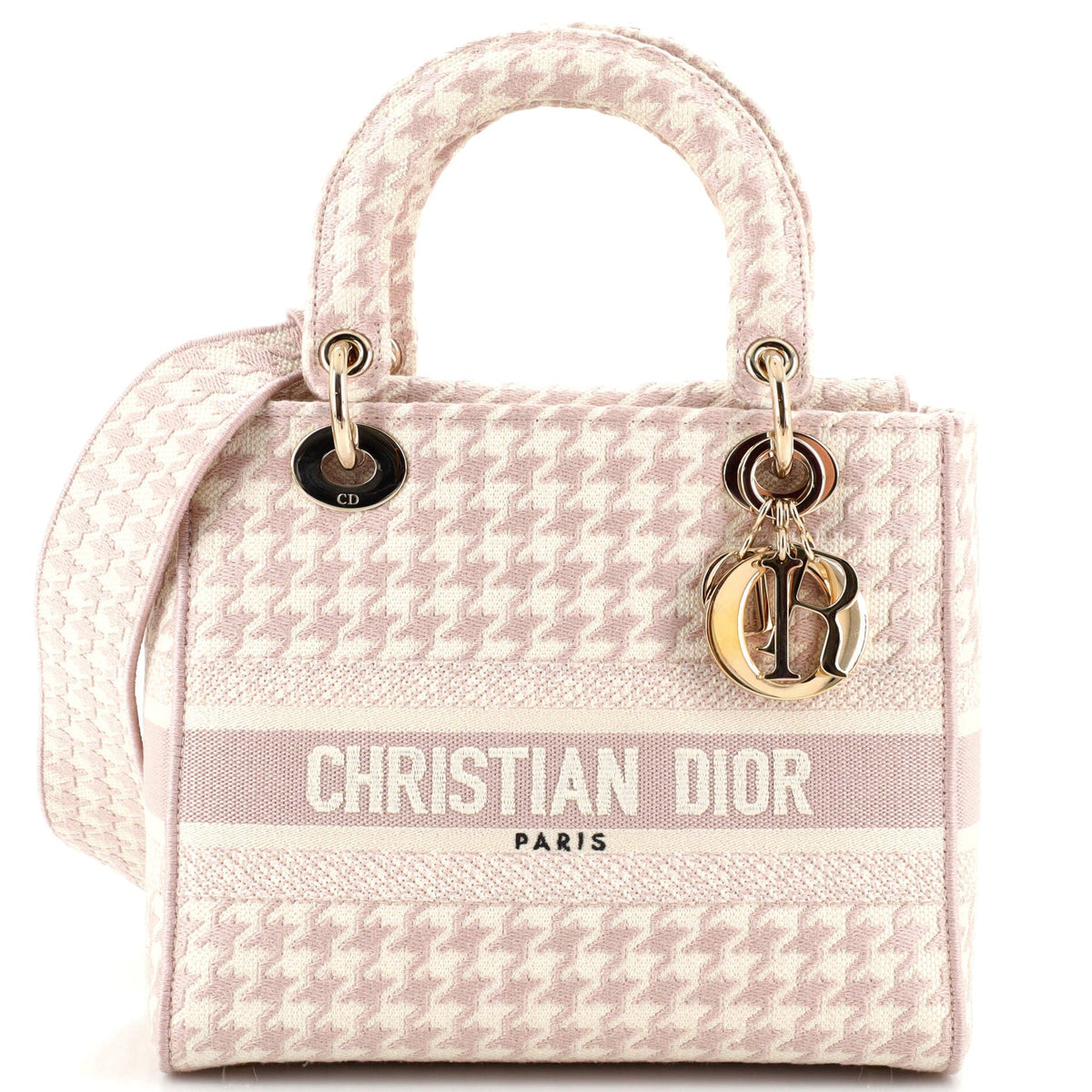 Christian Dior Lady D-Lite Bag Houndstooth Canvas Medium