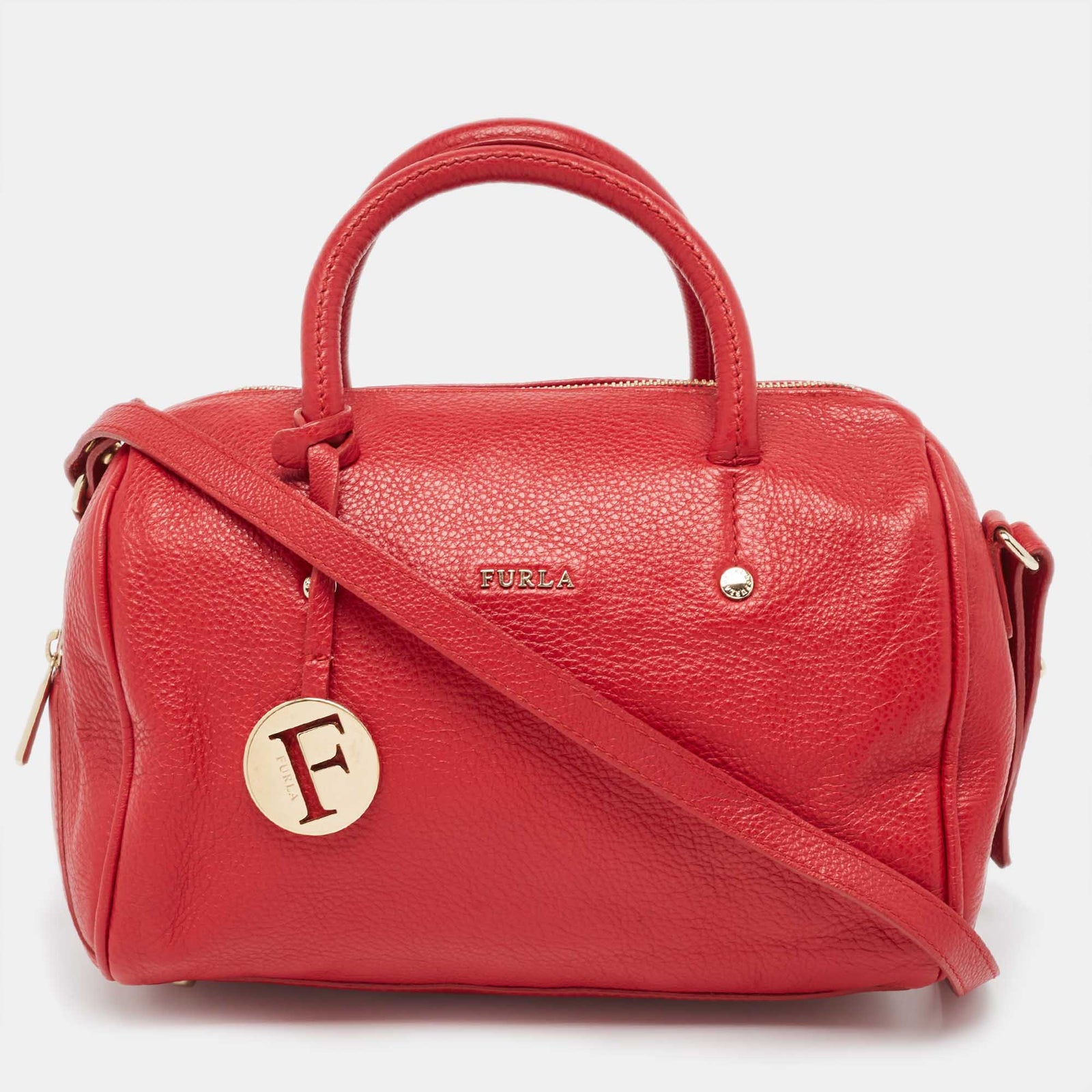 Furla Red Leather Arianna Satchel