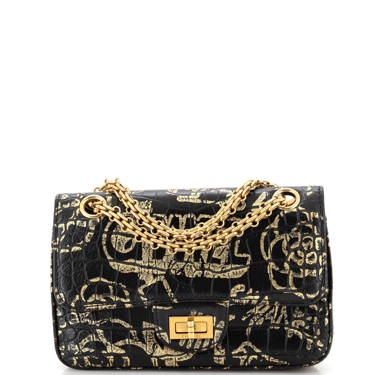 Chanel CHANEL Reissue 2.55 Flap Bag Graffiti Crocodile Embossed Calfskin Mini