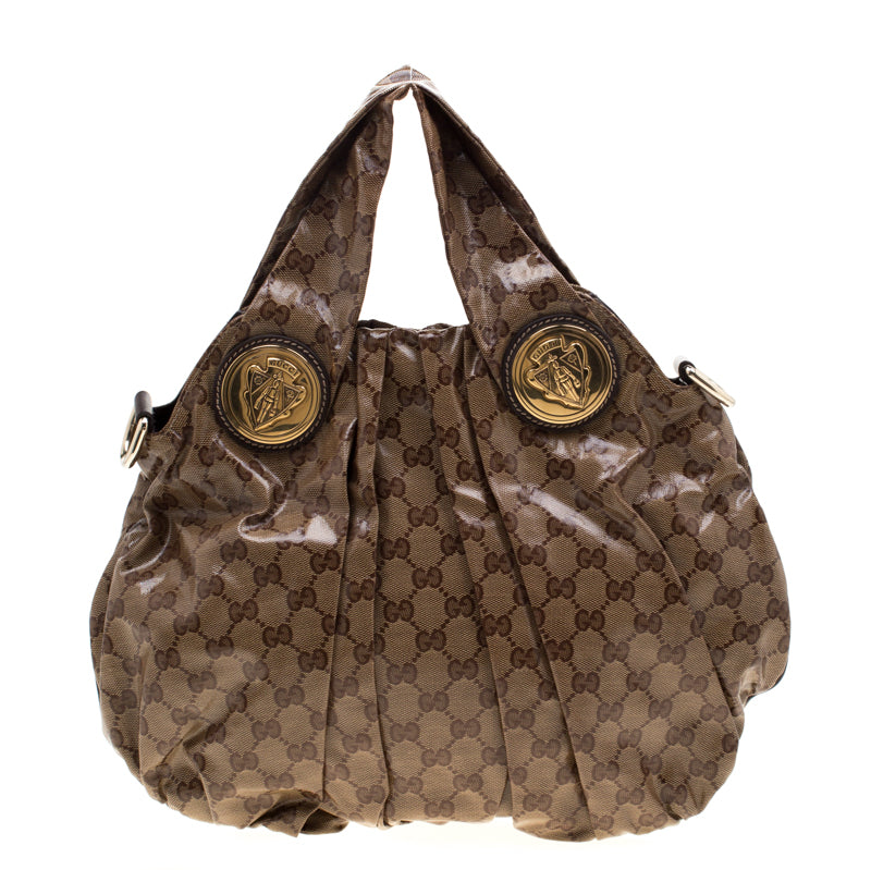 Gucci Brown GG crystal Canvas Small Hysteria Hobo