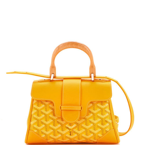 GOYARD Saigon Top Handle Bag Coated Canvas with Leather Mini