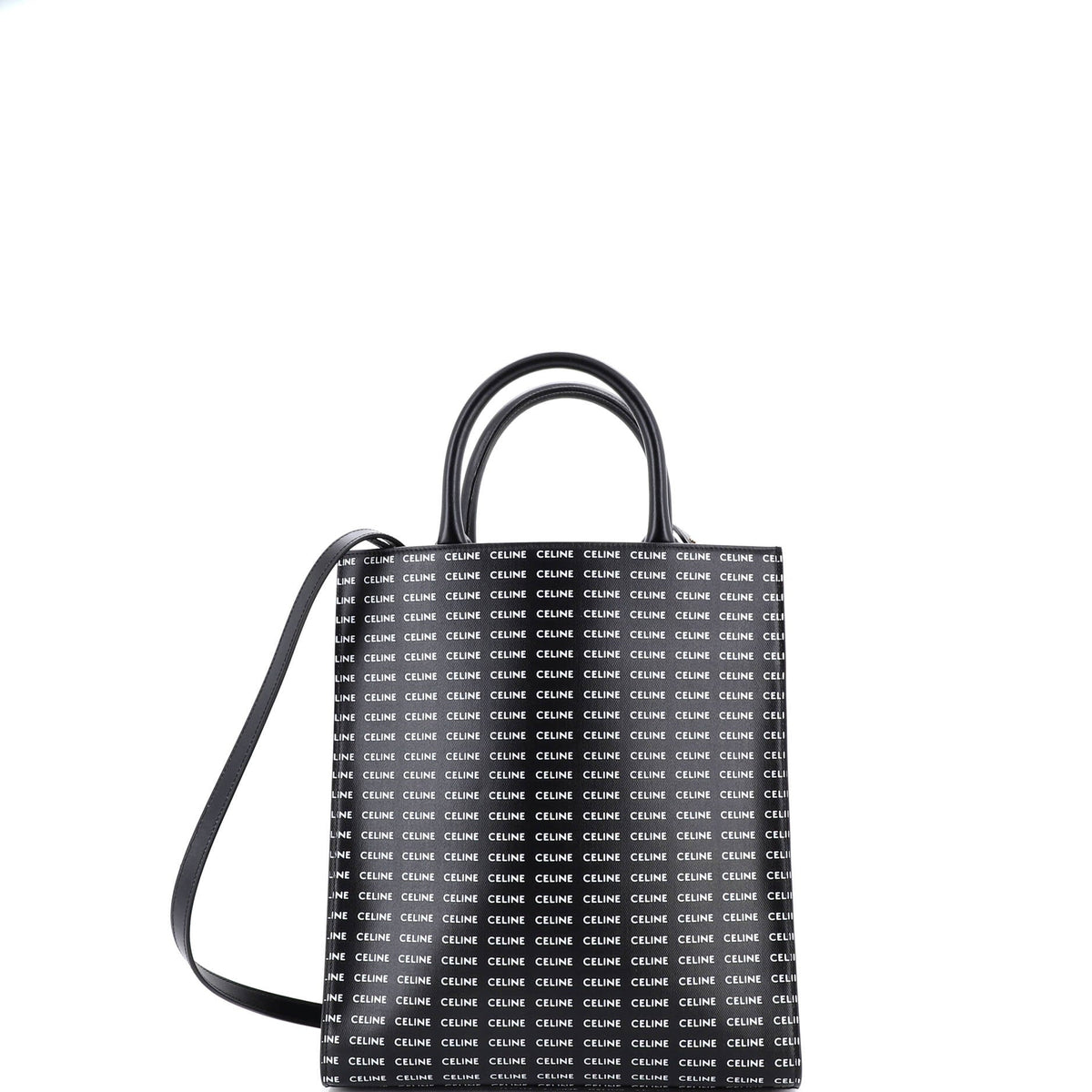 Celine CELINE Vertical Cabas Tote All Over Logo Print Leather Small