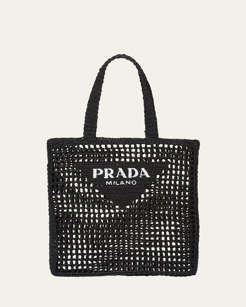 Men's Triangle Logo Raffia Tote Bag