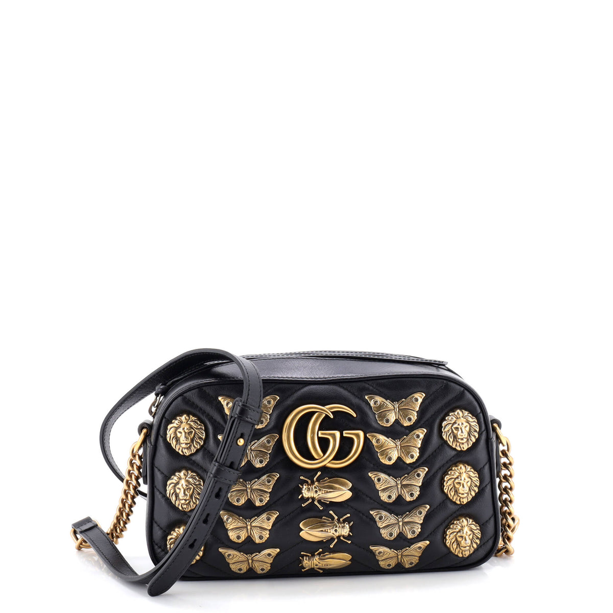 Gucci GUCCI GG Marmont Shoulder Bag Embellished Matelasse Leather Small