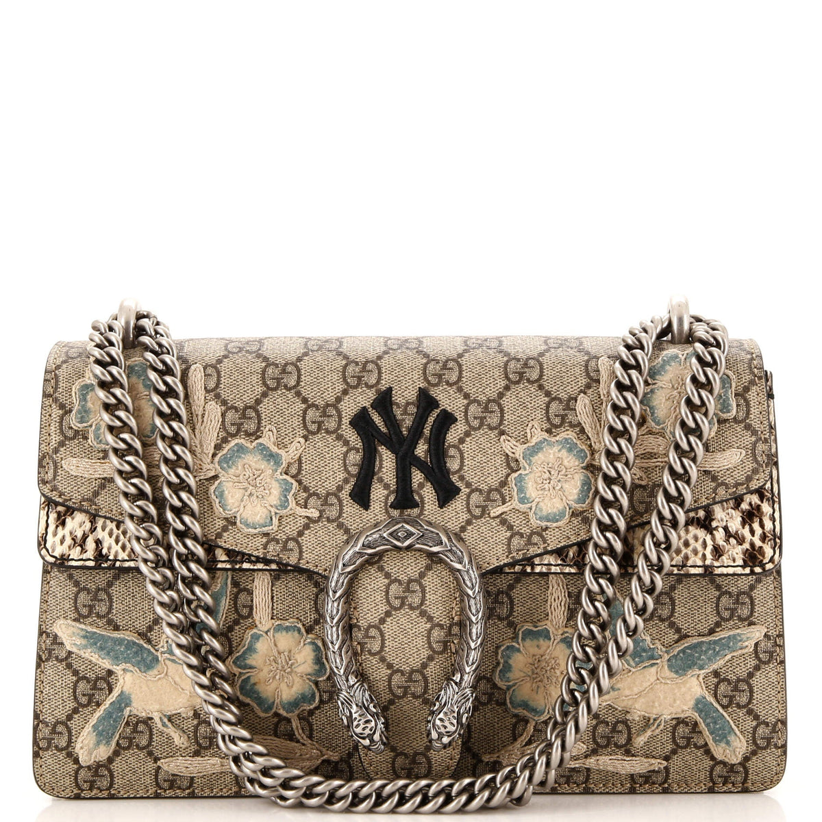Gucci GUCCI MLB Dionysus Bag Embroidered GG Coated Canvas with Python Small