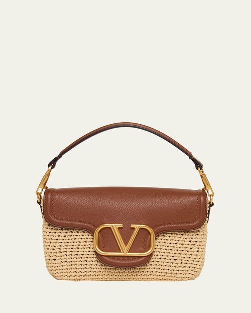 Viscose Raffia & Leather Top-Handle Bag