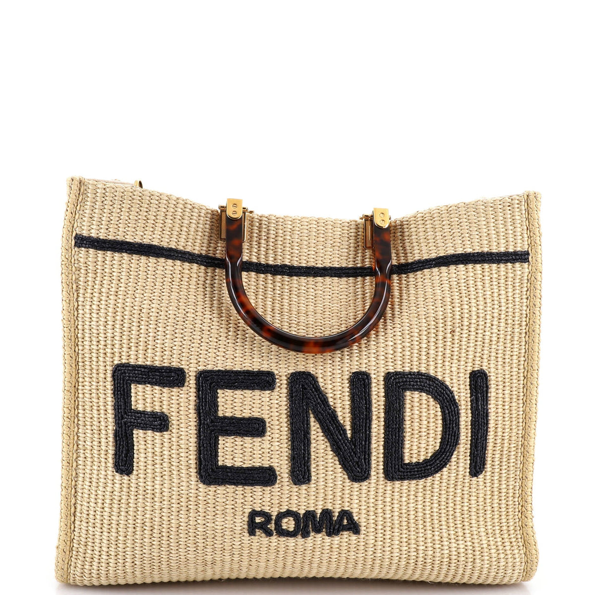Fendi FENDI Sunshine Shopper Tote Woven Raffia Medium