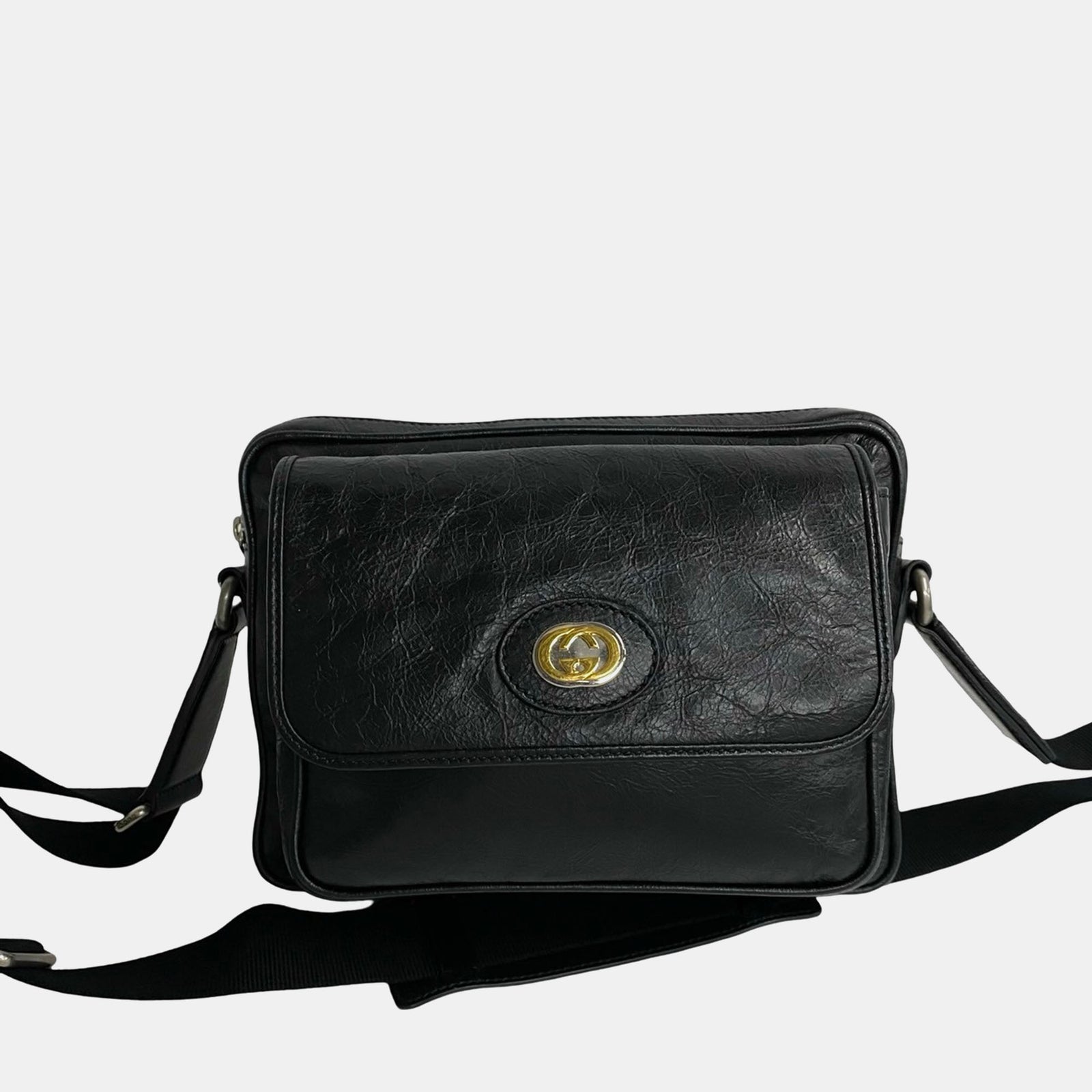 Gucci Sac bandoulière Morpheus de taille moyenne en cuir noir