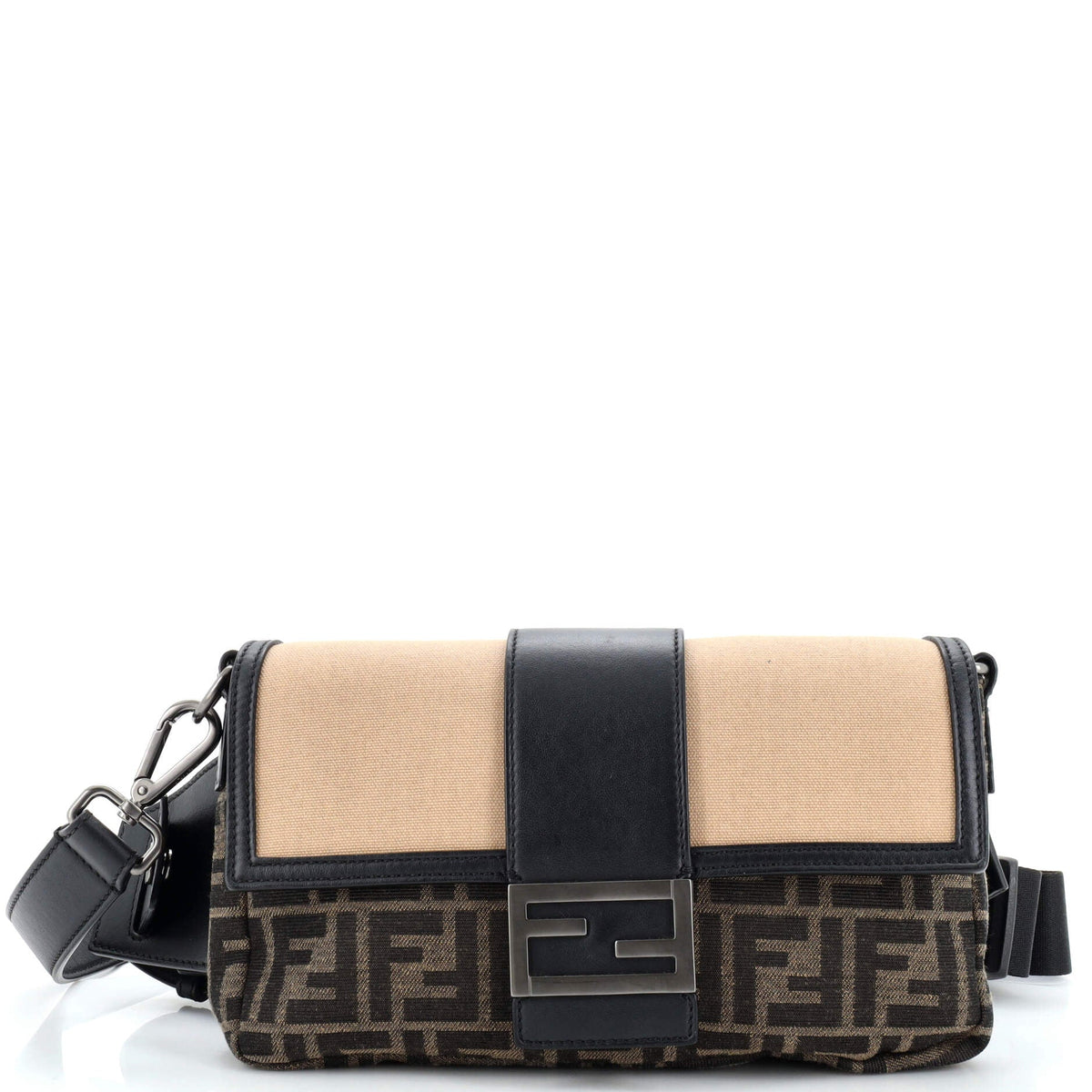 Fendi FENDI Baguette Convertible Belt Bag Zucca Canvas with Canvas and Leather Large
