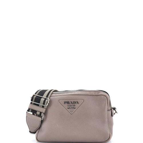PRADA Dual Strap Double Zip Camera Bag Vitello Daino