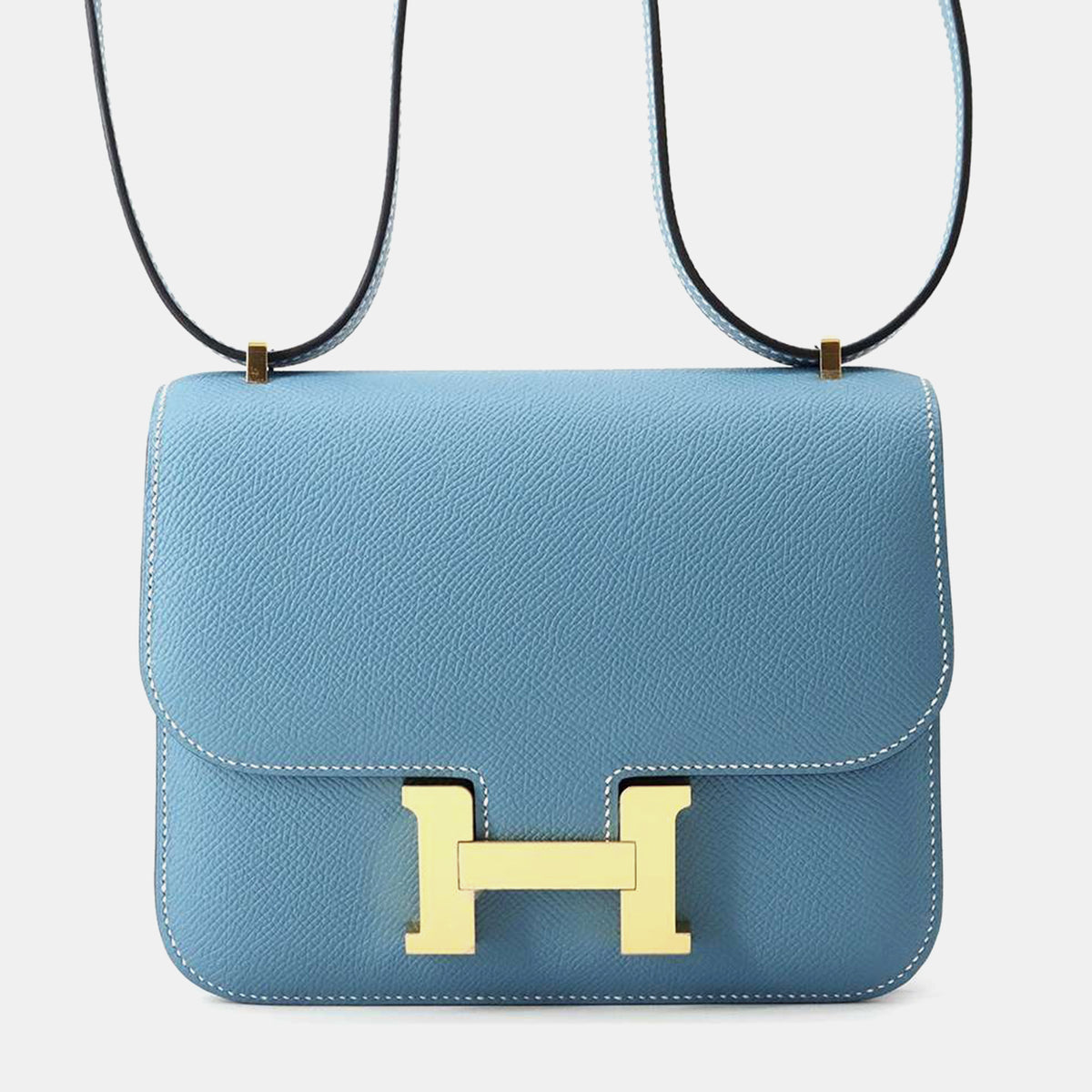 Hermès Miroir New Blue Jean Epsom Constance Mini Shoulder Bags