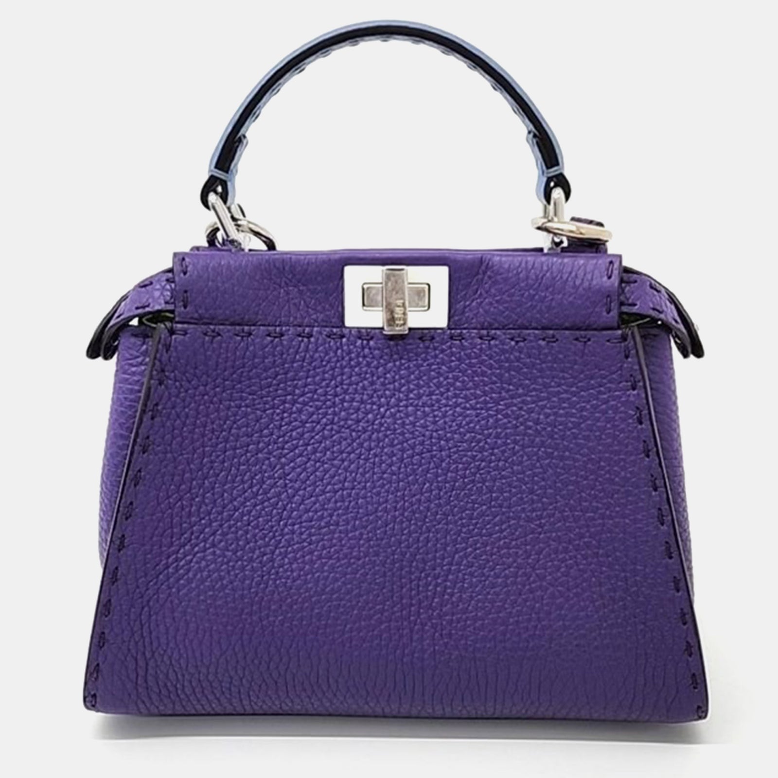 Fendi Purple Leather Selleria Mini Peekaboo Iconic Satchel Bag