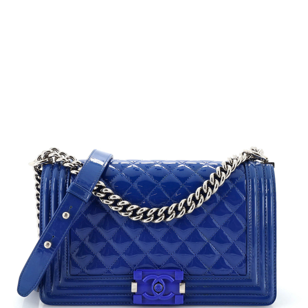 CHANEL Boy Flap Bag gestepptes Plexiglas Lack alt mittel