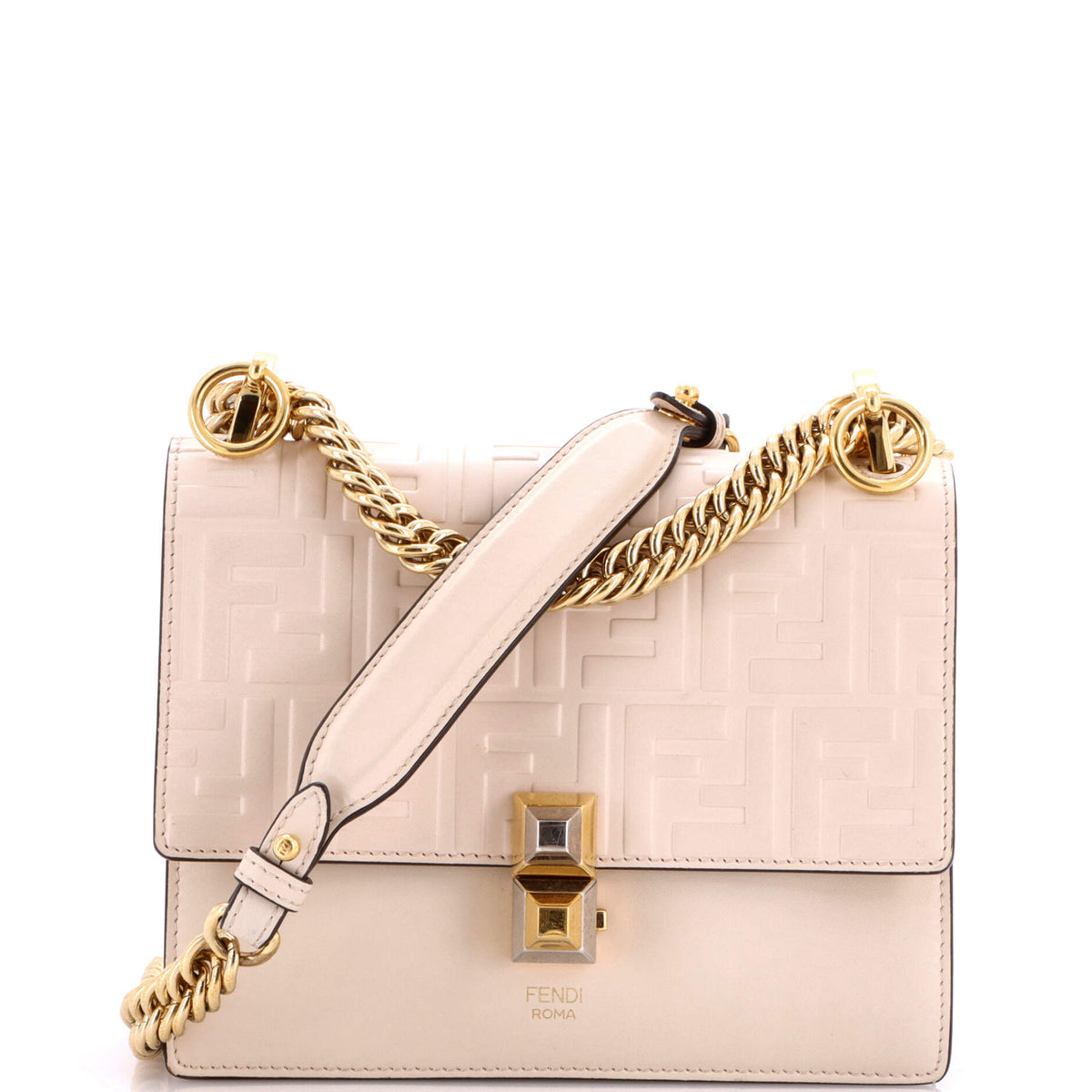 Fendi FENDI Kan I Bag Zucca Embossed Leather Small