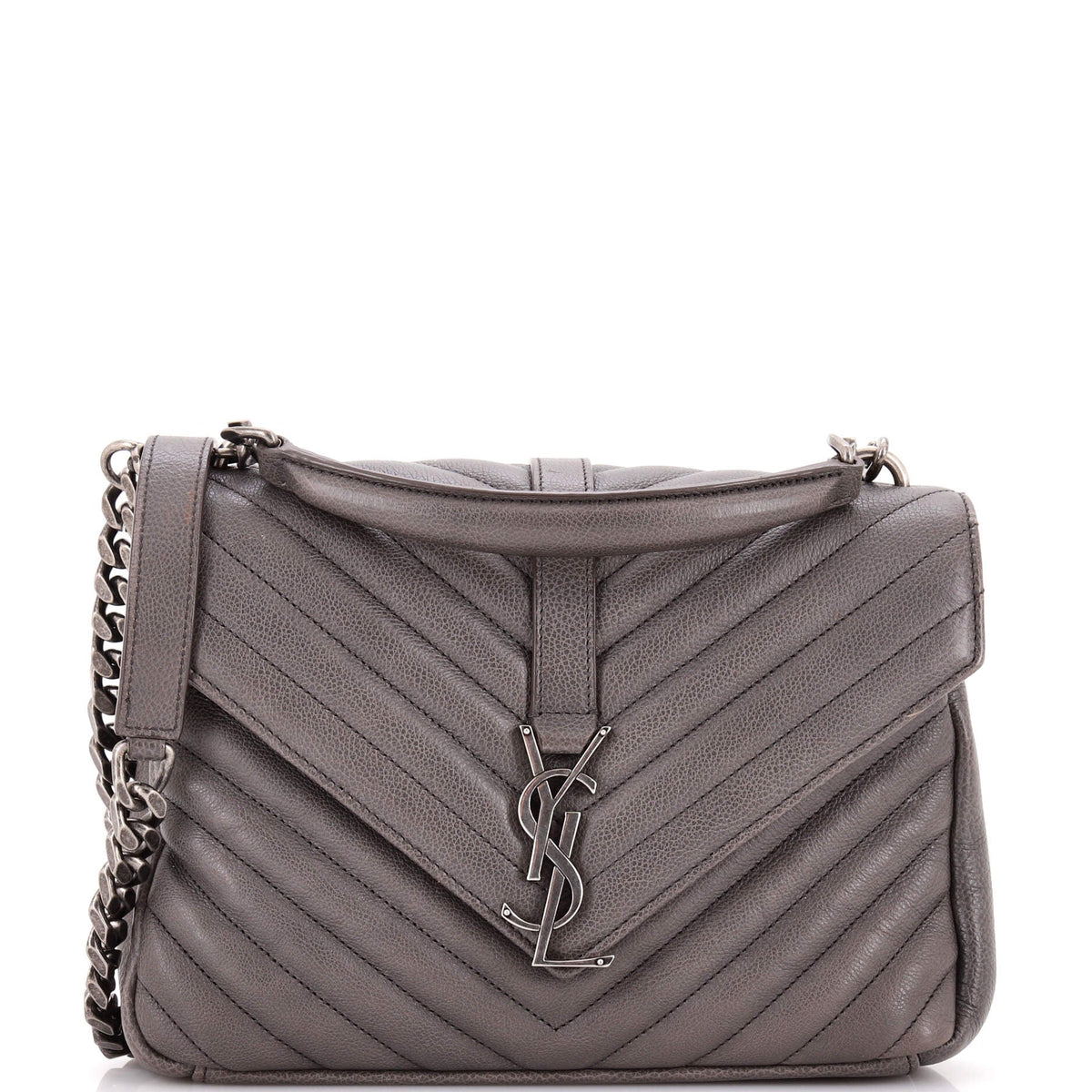 Saint Laurent Classic Monogram College Bag Matelasse Chevron Leather Medium