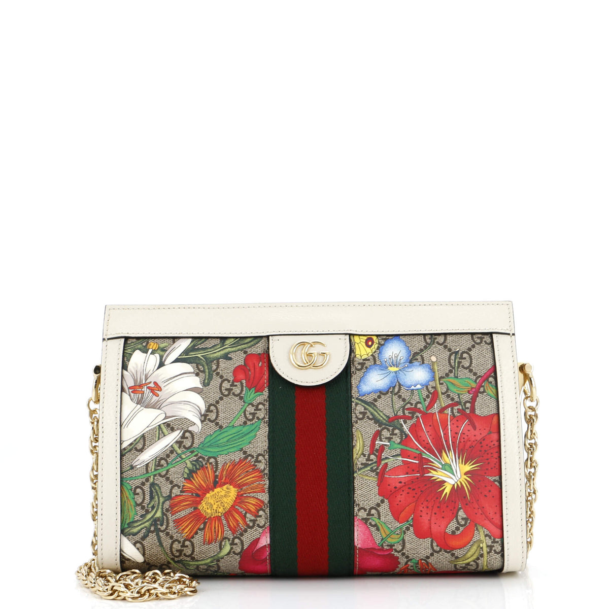 Gucci GUCCI Ophidia Chain Shoulder Bag Flora GG Coated Canvas Small