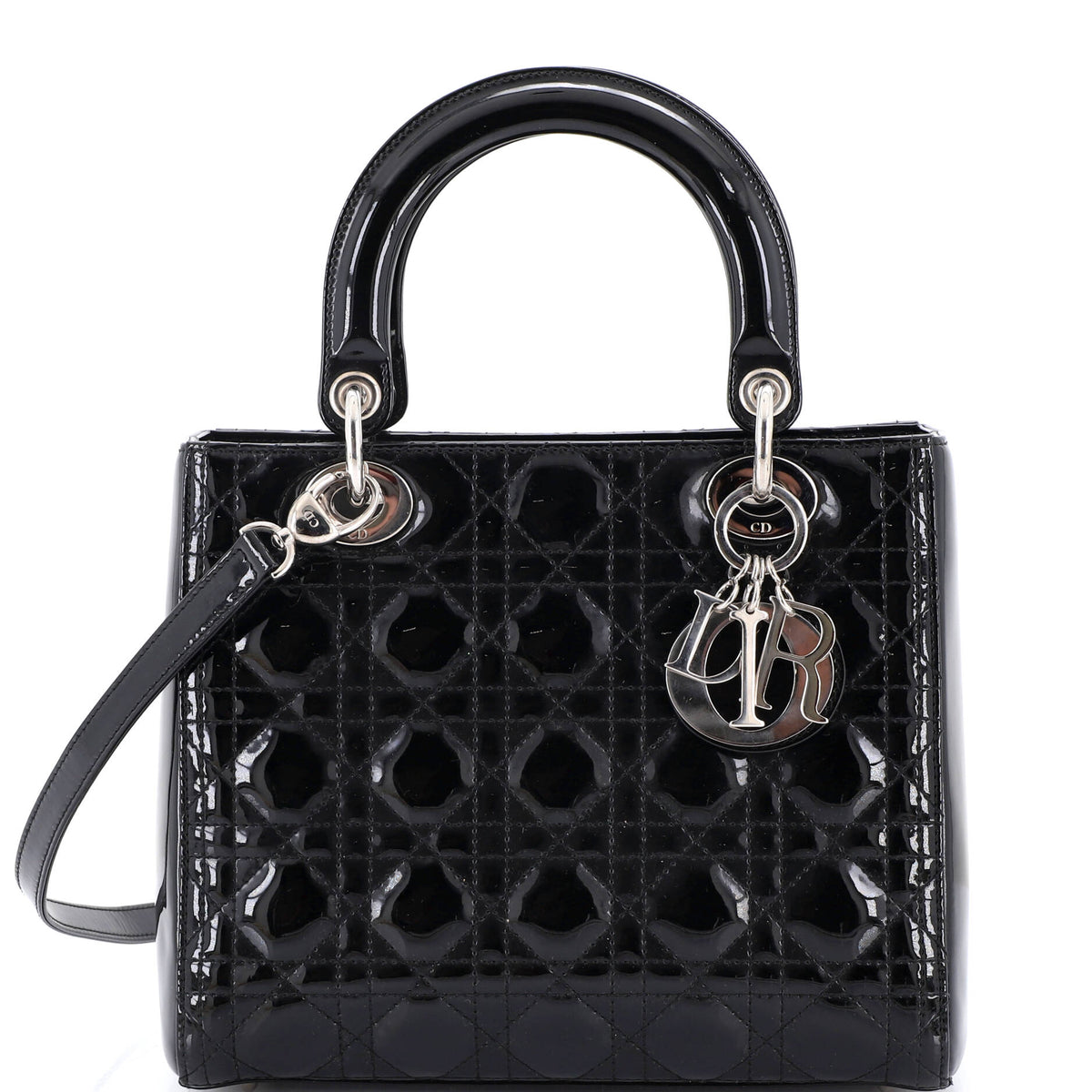 Christian Dior Lady Dior Bag Cannage Quilt Patent Medium