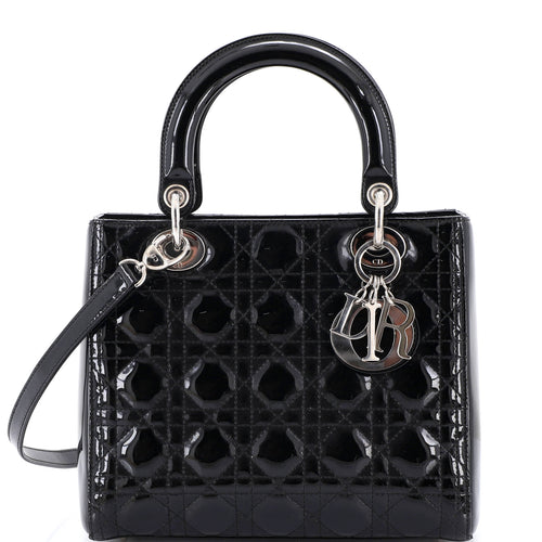 Lady Dior Bag Cannage Quilt Patent Medium