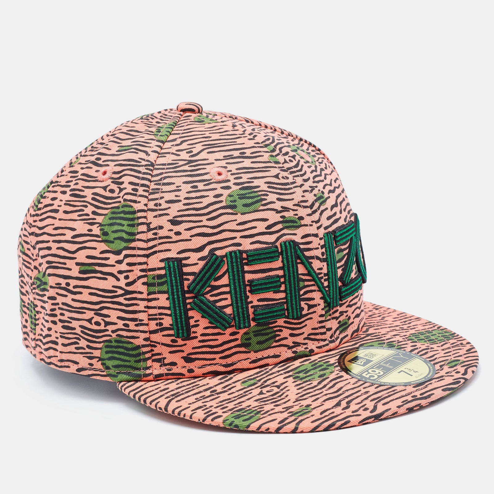 Kenzo Pink Print Cotton New Era 59 Baseball Cap Size 61.5