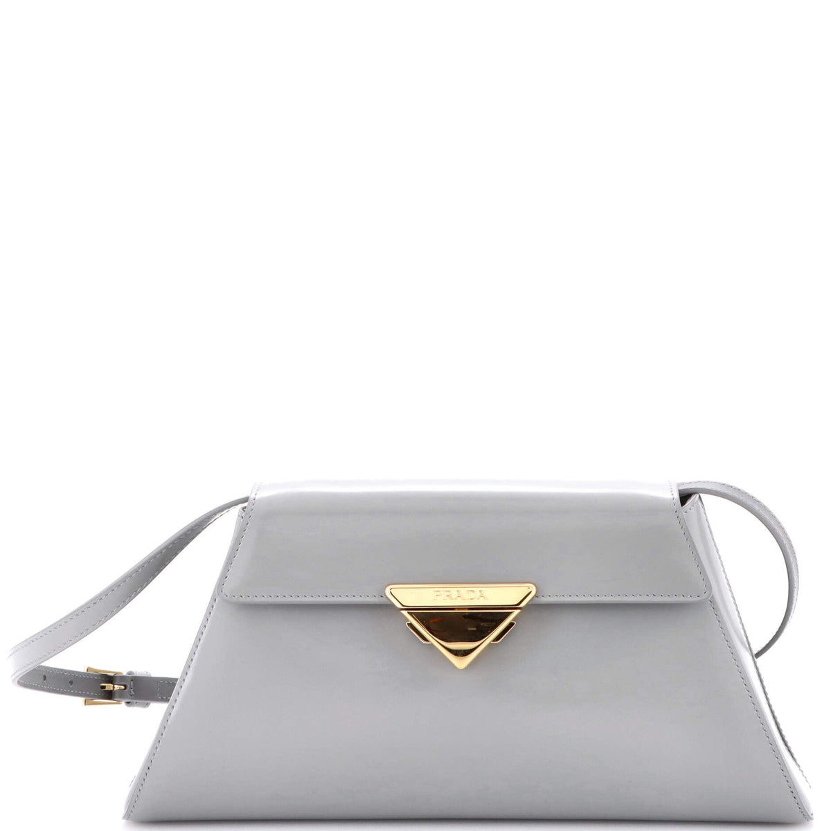 Prada PRADA Trapezoid Flap Shoulder Bag Brushed Leather