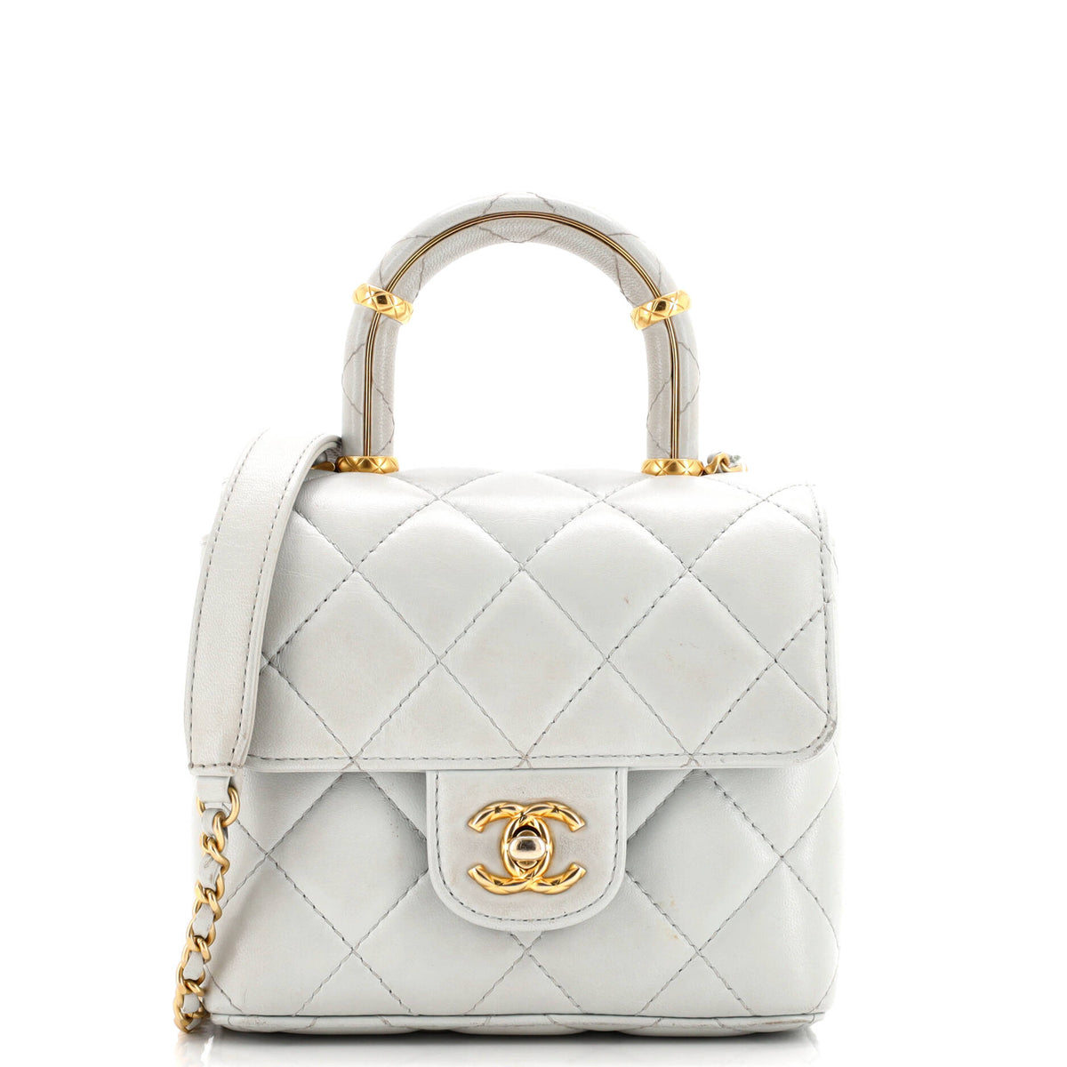 Chanel CHANEL Crush Top Handle Flap Bag Quilted Lambskin Mini