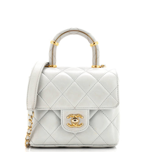 CHANEL Crush Top Handle Flap Bag Quilted Lambskin Mini