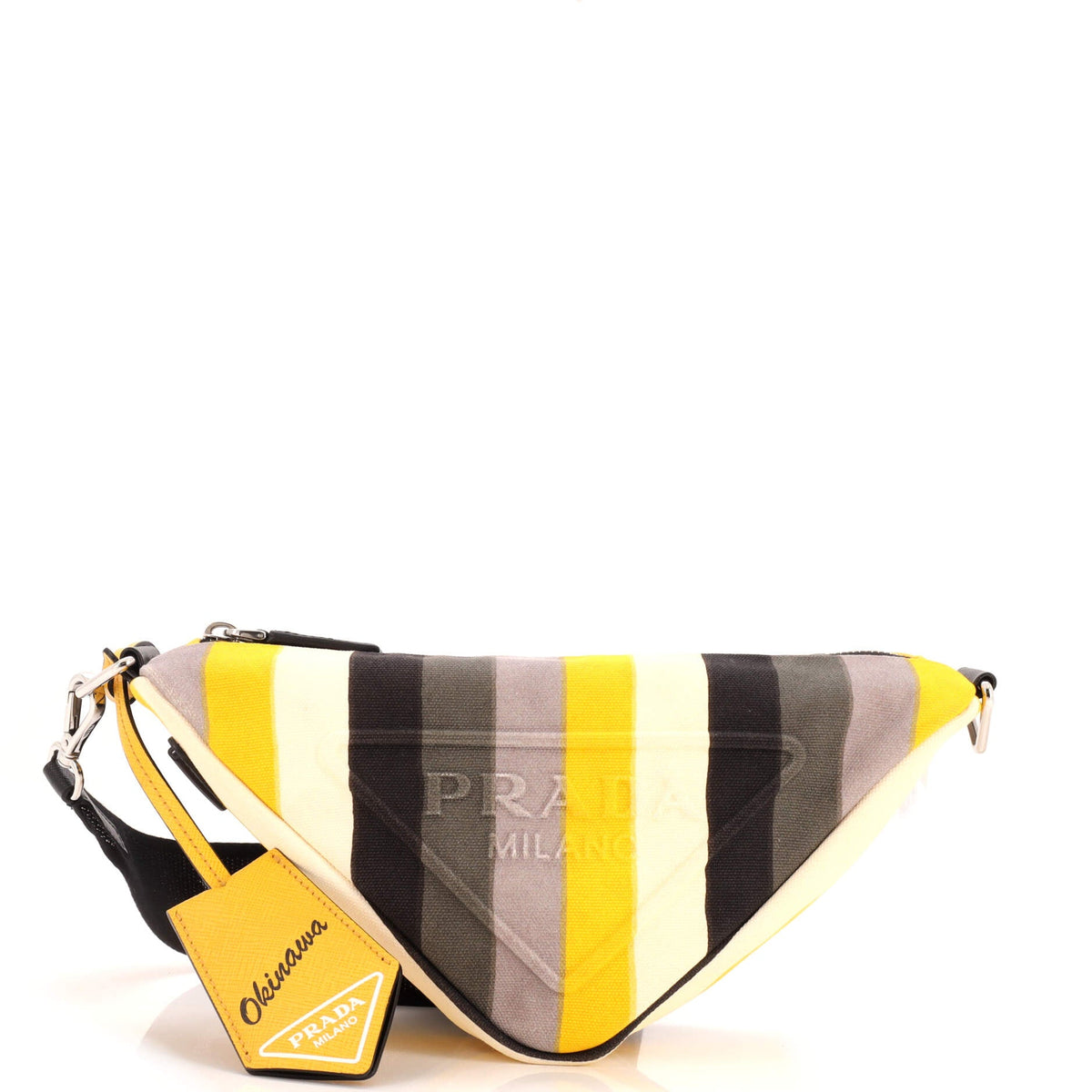 Prada PRADA Triangle Logo Zip Crossbody Bag Printed Canvas Small