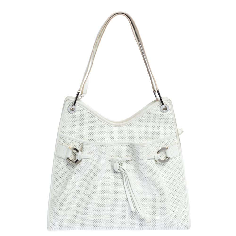 Lancel White Leather Shoulder Bag