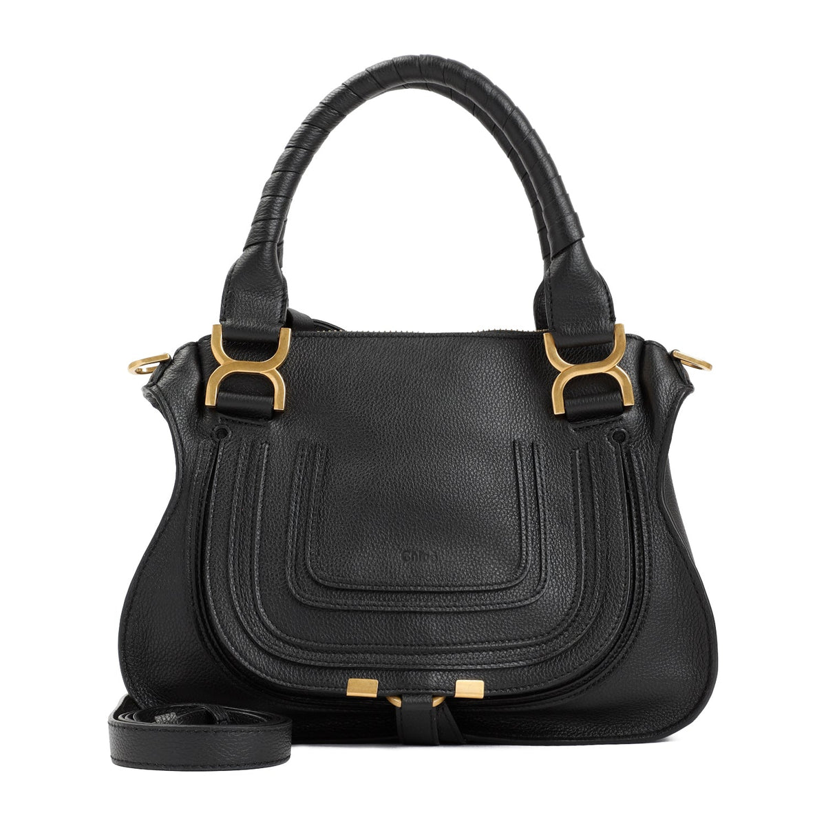 Chloé Women's Marcie Small Leather Handbag in Black | Size UNI | CHC22AS628I31