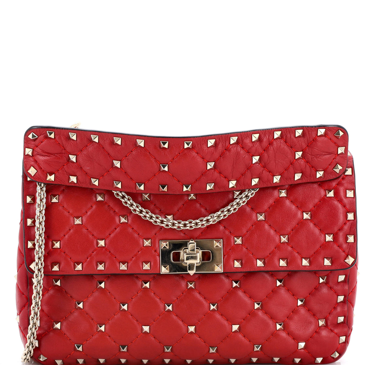 Valentino VALENTINO GARAVANI Rockstud Spike Flap Bag Quilted Leather Medium