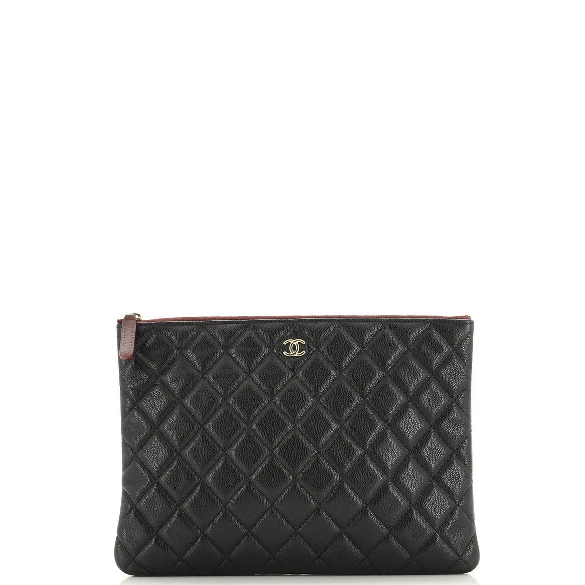 Chanel CHANEL O Case Clutch Quilted Caviar Medium