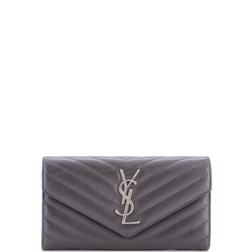 Classic Monogram Flap Wallet Matelasse Chevron Leather Large