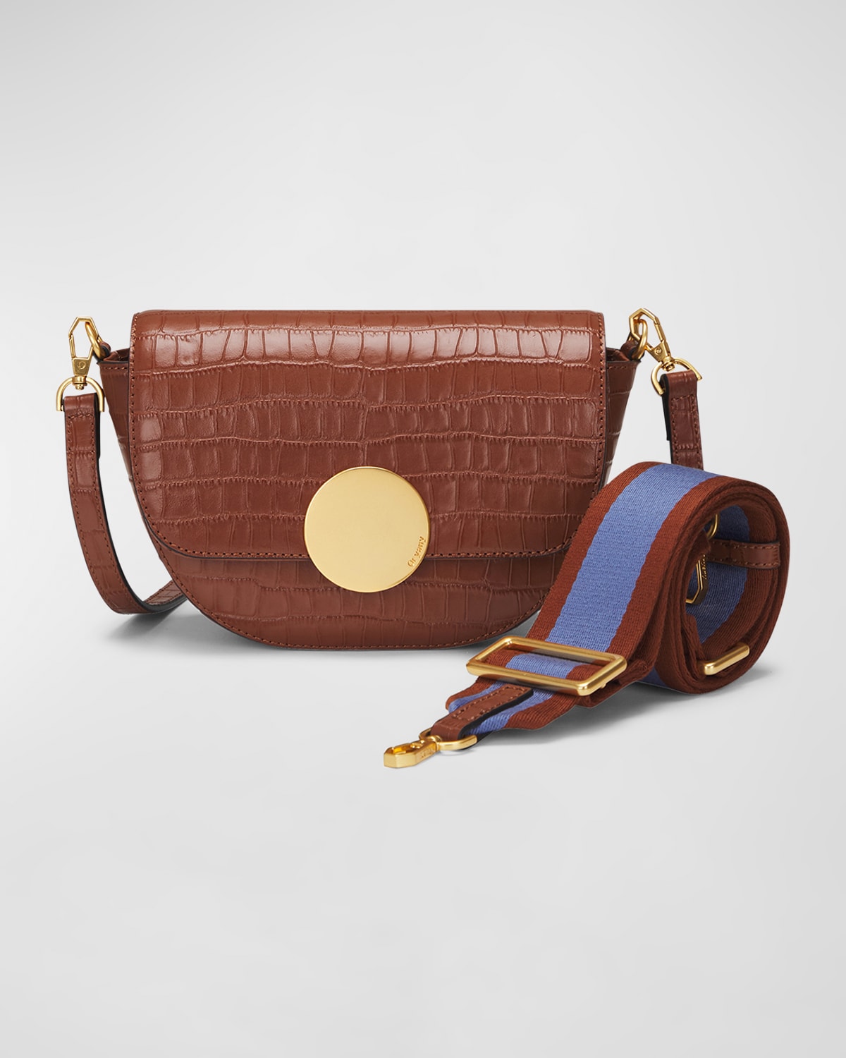 Boss Lottie Saddle Moc-Croc Crossbody Bag