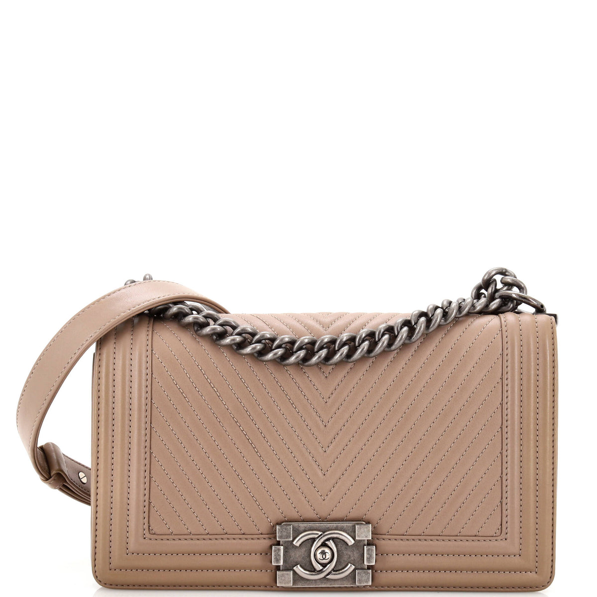 Chanel CHANEL Boy Flap Bag Chevron Calfskin Old Medium